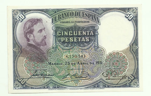 SPAIN 50 PESETAS 1931 P-82. VF CONDITION Cover