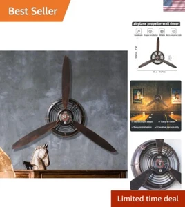 Vintage Airplane Propeller Wall Decor & Silent Clock - Unique Aviation Gift - Picture 1 of 9