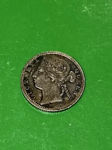 OLD Coin Straits Settlements 1895 10 Cent Queen Victoria British Colony Silver - Picture 1 of 8