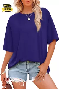 Summer Tops for Women 2025 Short Sleeve Shirts Dressy Casual Crew Neck Tshirts F - Picture 1 of 6
