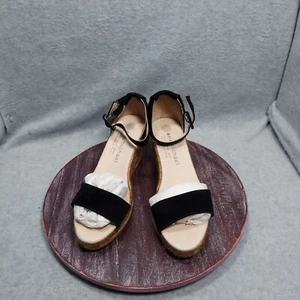 Eric Michael Womens Black Suede Espadrille Wedge Sandals Size 7 - Picture 1 of 13