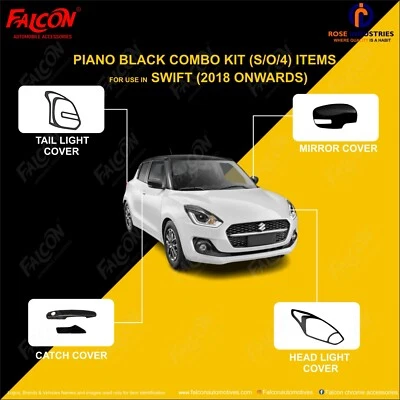Falcon Premium Piano Black Accessories Combo Kit Set of 4 Items for Suzuki Swift - Image 1 of 4