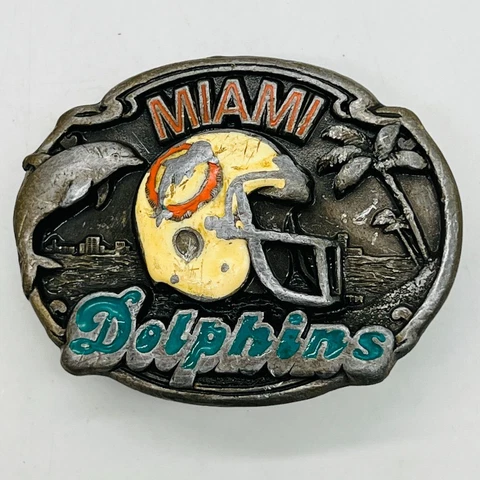 Miami Dolphins 1987 Lone Star Siskiyou Pewter Vintage Belt Buckle Limited Cover