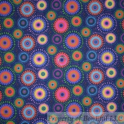 BonEful Fabric FQ Cotton Purple Pink Rainbow Color Hippie Groovy Flower DOT SALE - Image 1 of 4