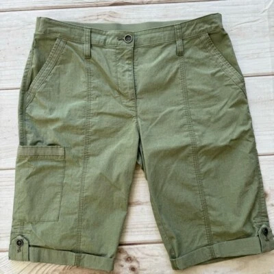 Pantalones Cortos de Carga Convertibles Chico’s Oliva Pálido Verde Ejército Cintura Elástica Talla 00/2 Foto 1 de 4