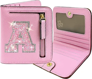 Initial Pink RFID Wallet - Gifts for Girls, Stocking Stuffer, Birthday, Christma - Picture 1 of 12