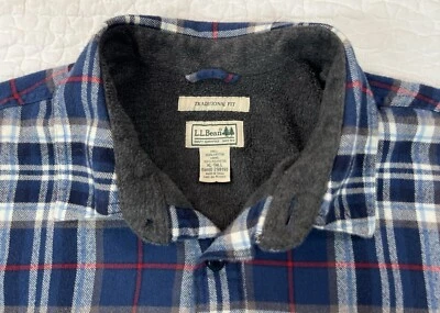 Camisa LL Bean Para Hombres XL Alta Azul Franela a Cuadros Forrada de Vellón Cálida 298190 Foto 1 de 4