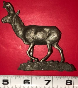 VTG 1976 Franklin Mint Pronghorn Antelope Wildlife North America Series Pewter - Picture 1 of 6
