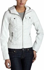 NWT Miss Sixty Women's Sporty Hooded Zip Front Scuba Jacket in White, Size Large - Picture 1 of 2