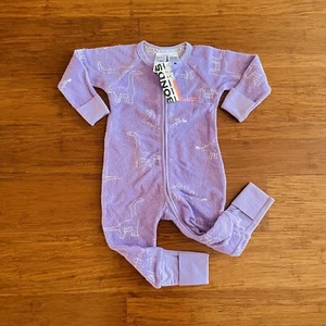 Bonds Baby Girl Dinosaur Purple Poodlette Terry Zip Wondersuit Size 0 BNWT - Picture 1 of 2