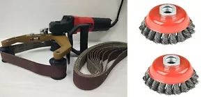 Pipe Tube Polisher 260 sanding belt 40 cup brush metal wood rust stain remove - Picture 1 of 8
