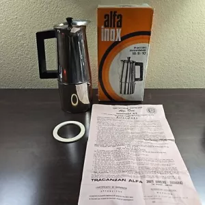 Vintage Italienischer Alfa Tracanzan Moka Espressokocher Edelstahl - Bild 1 von 17