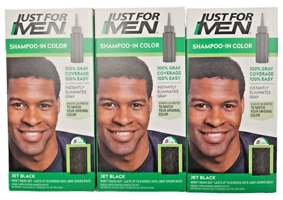 Champú para color de cabello Just For Men H-60 JET BLACK (3 cajas) Foto 1 de 2