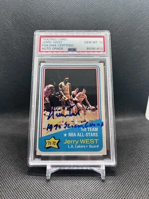 Tarjeta Topps firmada por Jerry West 1971-72 #164 All Star - “The Logo” automática PSA 10  Foto 1 de 4