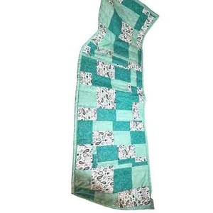 NEW Handmade Table Runner Boho Patch Pattern Aqua, White Pink 42" x 15" - Picture 1 of 4