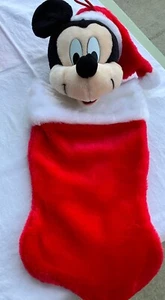 Disney Mickey Mouse Head 3D Plush Christmas Stocking Red 20” Vintage EUC - Picture 1 of 4