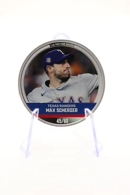 Max Scherzer MLB Trading Coin 1 oz Silver - Niue - NZ Mint 45/60 .999 Pure 2024 - Image 1 of 4