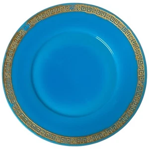 Antique French Opaline Blue Glass Gold Border Rimmed Plate 7" - Picture 1 of 5