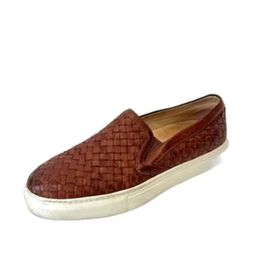 M. Gemi Cherchio Brown Leather Woven Slip On Sneakers Size 38/7.5US  - Picture 1 of 10