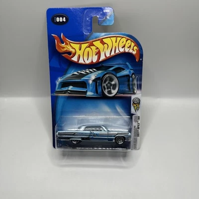 Chevy Impala 1964 Hot Wheels #4 2004 primeras ediciones 4/100 azul con encaje cromado nuevo Foto 1 de 4