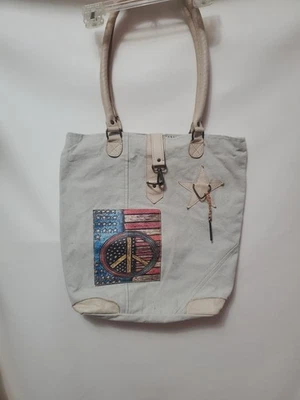 16" New! American PEACE Flag Bag Purse TOTE Messenger HANDBAG Vintage Addiction - Image 1 of 4