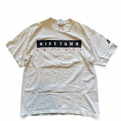 Camisa Nike Vintage Niketown Para Hombre Grande Blanca Chicago Deletrear Swoosh Años 90 EE. UU. Foto 1 de 4