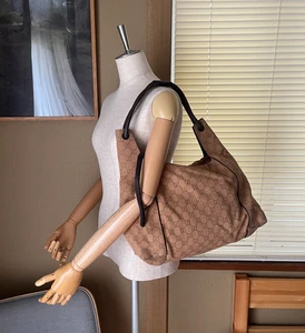 Bolso de Hombro GUCCI GG Lona Monograma Beige Marrón Correa de Cuero De Colección - Imagen 1 de 18
