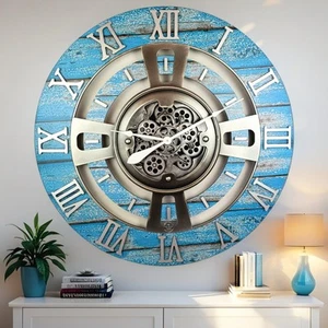The Gears Reloj ENGLAND LINE RELOJ DE PARED REDONDO 36 PULGADAS AZUL OCÉANO - Imagen 1 de 10