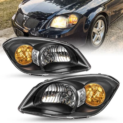 For 2005-2010 Chevy Cobalt 07-10 Pontiac G5 05-06 Pursuit Black Headlights Sets - Image 1 of 4