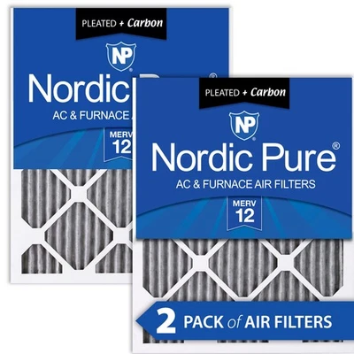 Filtros de aire para horno Nordic Pure 10x10x1 MERV 12 plisados más carbono paquete de 2 Foto 1 de 4