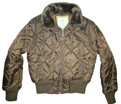 Chaqueta de bombardero acolchada acolchada acolchada y2k Baby Phat chaleco convertible gato borrado XL Foto 1 de 4