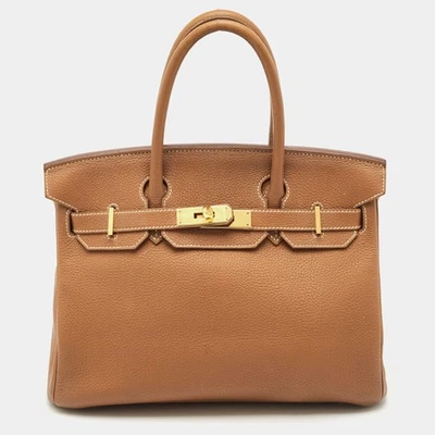 Bolso Hermes Dorado Togo Cuero Acabado Dorado Birkin 30 Foto 1 de 4