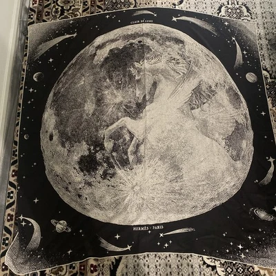 NEW  HERMES Black/ White 100% Cashmere Clair de Lune Shawl 140 - Image 1 of 4