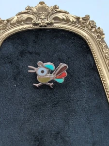 Vtg. Sterling Silver Road Runner Multi Stone Inlay Tie Pin - Picture 1 of 7