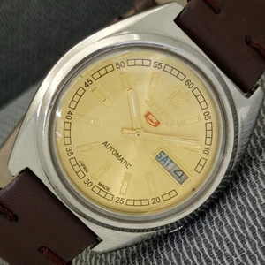 VINTAGE SEIKO 5 AUTOMATIC 7006A JAPAN MENS GOLDEN COLOR DIAL WATCH a1168-A - Bild 1 von 10