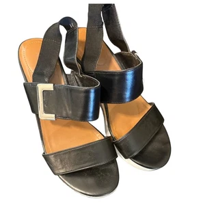 Bandolino Womens Wedge Sandals Black Buckle Elastic Straps Espadrille Size 7M - Picture 1 of 6