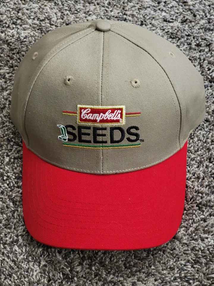 Sombrero de sopa Campbell’s Seeds correa de cuero gorra trasera adulto talla única rojo tostado  Foto 1 de 4