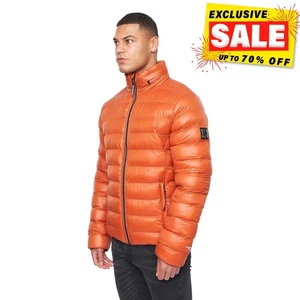 Duck & Cover Shemmy Two Quilted Mens Desinger Quilted Coat Jacket Orange - Picture 1 of 5