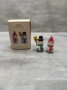 Hallmark 2018 Salt & Pepper Shaker Snowmen Keepsake Ornament Set Of 2 - Picture 1 of 6
