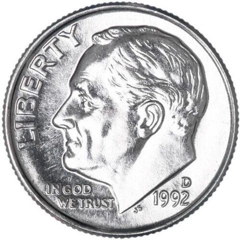 1992 D Roosevelt Dime - AN UNTOUCHED COIN Cover