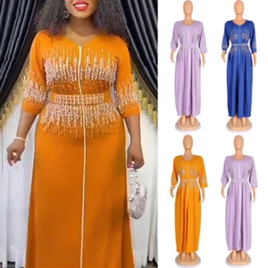 African Dashiki Abaya Women Maxi Dress Kaftan Robe Robe Dubai Evening Party - Bild 1 von 32