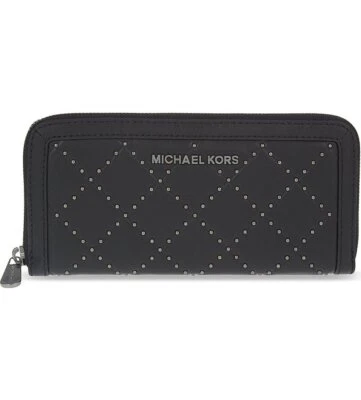 Michael Kors Microstud Jet Set Travel Continental Quilted Leather Wallet Black - Image 1 of 4
