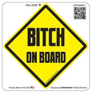 2 Pack BITCH ON BOARD (4.5" color: Y/B) Full Color Printed Vinyl Window Sticker - Bild 1 von 3