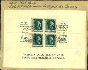 1937, bloque de spemde de curtura con 1 franqueo adicional Pfg en carta porte a partir de - Imagen 1 de 2