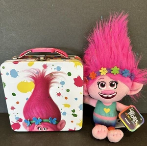 Princess Poppy Trolls Small Dreamworks porta tutto latta 2016 e bambola di peluche - Foto 1 di 9