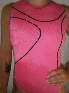 GK Turnanzug* Gymnastikanzug* Gr. 158/ 164*rosa schwarz* Straßsteine*mit Spandex - Bild 1 von 5