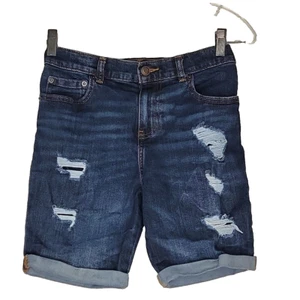 Wonder Nation Girl's Bermuda Cut Off Shorts Size 12 Destressed Blue Jean 25X7 - Picture 1 of 9