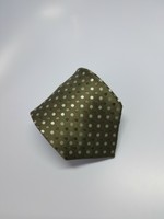 Geoffrey Beene Silk Tie Olive Green Brown Beige Polka Dots (1849)