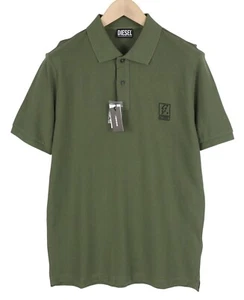 Diesel T-Smith-B1 Herren XL Kurz Arm Polohemd Baumwolle Logo Khaki Grün - Bild 1 von 10