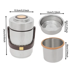 Stainless Steel Vacuum Thermal Lunch Box 3-Tier Insulated Food Container 67.64oz - Picture 1 of 19